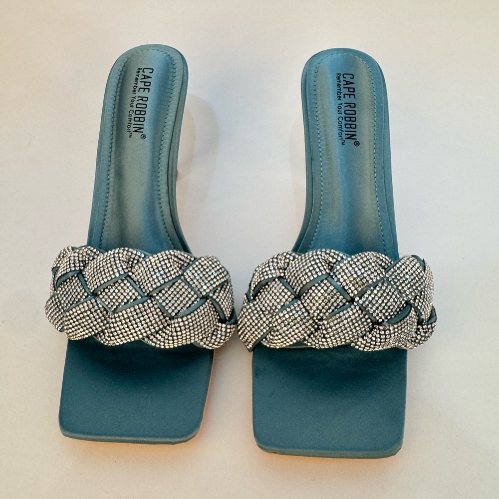 Cape Robbin Blue and Silver Heels with Braided Design
